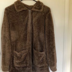 Faux fur zip up sweater